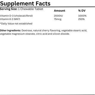 Natural Vitamins - D3 2000IU + K2 75mcg 50/90 Tablets - ALTERhubs - The Wellness Store