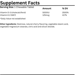 Natural Vitamins - D3 5000IU + K2 125mcg 30/60/100 Tablets - ALTERhubs - The Wellness Store