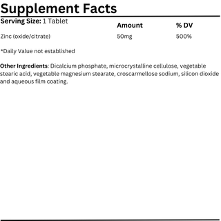 Natural Vitamins - Zinc 50mg 100 Tablets - ALTERhubs - The Wellness Store