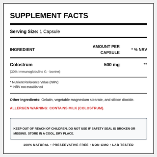 Natural Vitamins - Colostrum 500mg 60 Capsules - ALTERhubs The Wellness Store