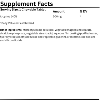 Natural Vitamins - L - Lysine 500mg 100 Tablets - ALTERhubs - The Wellness Store