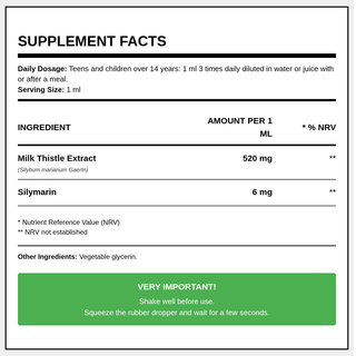 Natural Vitamins - Milk Thistle 50ml - ALTERhubs The Wellness Store