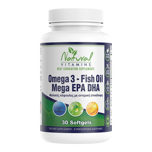 Natural Vitamins - Omega 3 Fish Oil Mega EPA DHA 30/60 Capsules